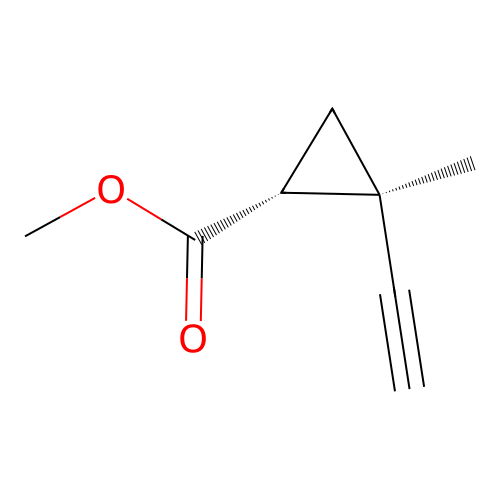cis-methyl (1R,2R)-2-ethynyl-2-methylcyclopropane-1-carboxylate structure