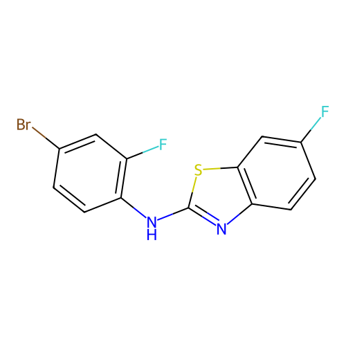 N-(4-bromo-2-fluorophenyl)-6-fluoro-1,3-benzothiazol-2-amine structure