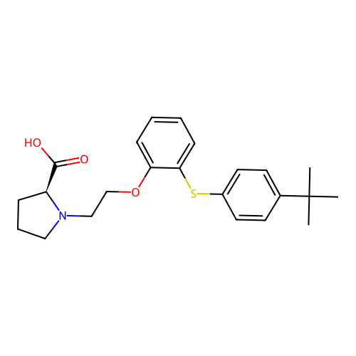 (s)-1-{2-[2-(4-tert-butyl-phenylsulfanyl)-phenoxy]-ethyl}-pyrrolidine-2-carboxylic acid structure