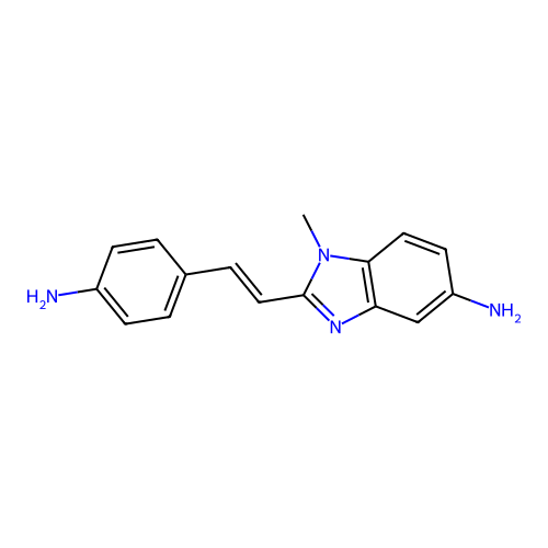 2-[(E)-2-(4-aminophenyl)ethenyl]-1-methyl-1H-benzimidazol-5-amine structure
