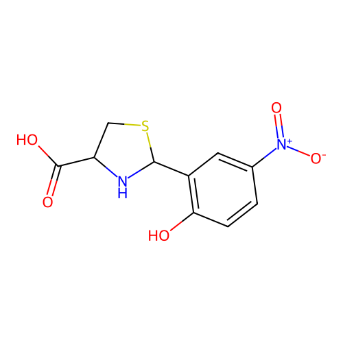 2-{2-Hydroxy-5-nitrophenyl}-1,3-thiazolidine-4-carboxylic acid structure