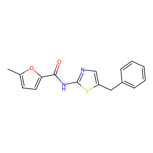 N-(5-benzyl-1,3-thiazol-2-yl)-5-methylfuran-2-carboxamide structure