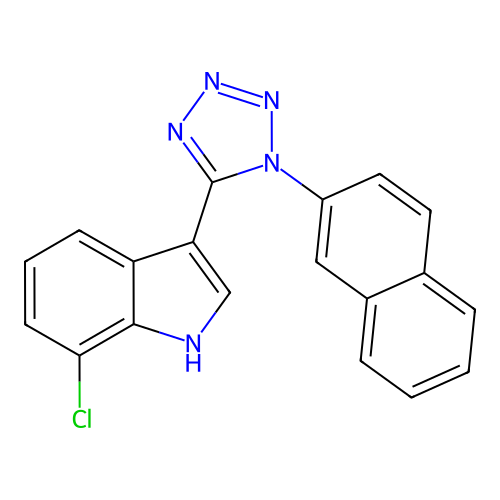 7-chloro-3-[1-(2-naphthyl)-1H-tetraazol-5-yl]-1H-indole structure