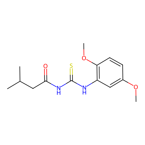 N-[(2,5-dimethoxyphenyl)carbamothioyl]-3-methylbutanamide structure
