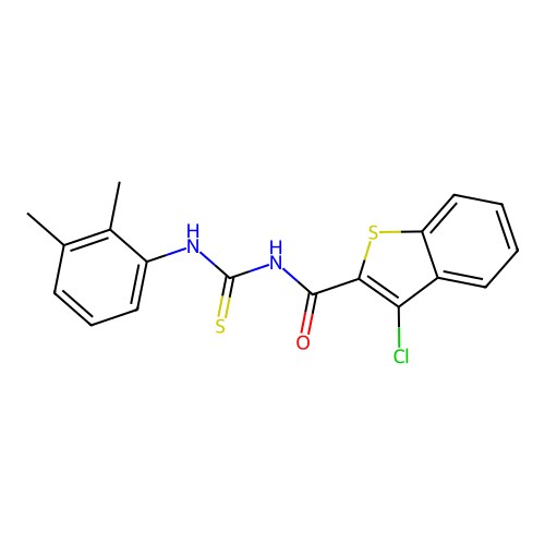 3-chloro-N-[(2,3-dimethylphenyl)carbamothioyl]-1-benzothiophene-2-carboxamide structure
