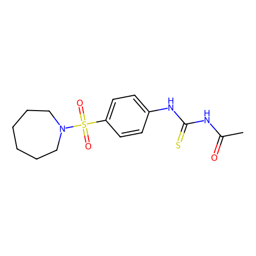 N-acetyl-N'-[4-(1-azepanylsulfonyl)phenyl]thiourea structure
