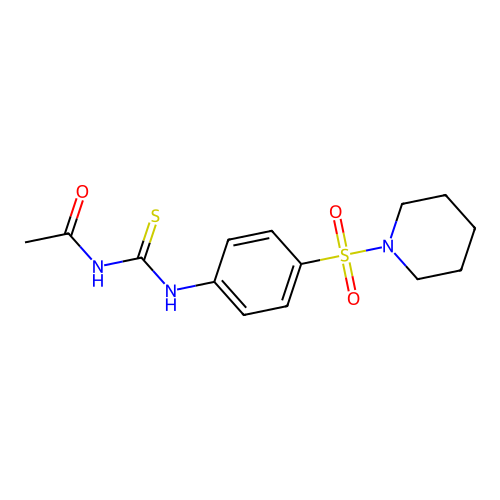 N-[(4-piperidin-1-ylsulfonylphenyl)carbamothioyl]acetamide structure