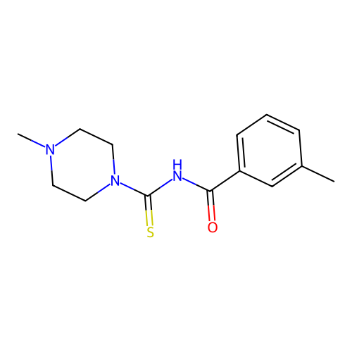 3-methyl-N-[(4-methyl-1-piperazinyl)carbothioyl]benzamide structure