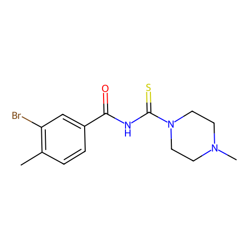 3-bromo-4-methyl-N-[(4-methyl-1-piperazinyl)carbothioyl]benzamide structure