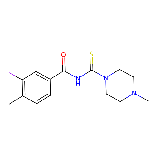 3-iodo-4-methyl-N-(4-methylpiperazine-1-carbothioyl)benzamide structure
