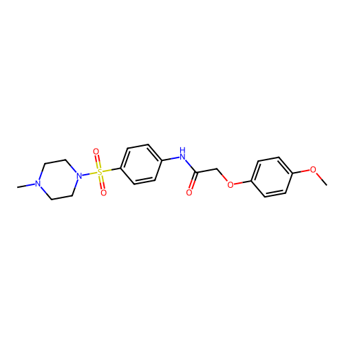 2-(4-methoxyphenoxy)-N-{4-[(4-methyl-1-piperazinyl)sulfonyl]phenyl}acetamide structure