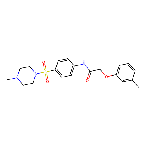 2-(3-methylphenoxy)-N-{4-[(4-methyl-1-piperazinyl)sulfonyl]phenyl}acetamide structure