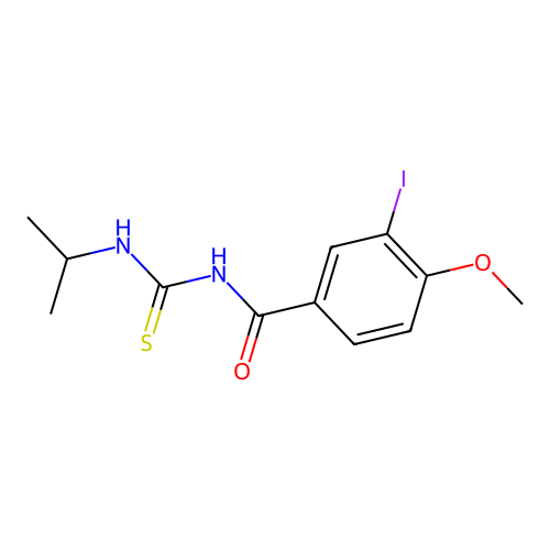 3-iodo-4-methoxy-N-(propan-2-ylcarbamothioyl)benzamide structure