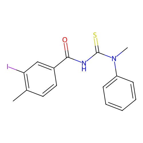 3-iodo-4-methyl-N-[methyl(phenyl)carbamothioyl]benzamide structure