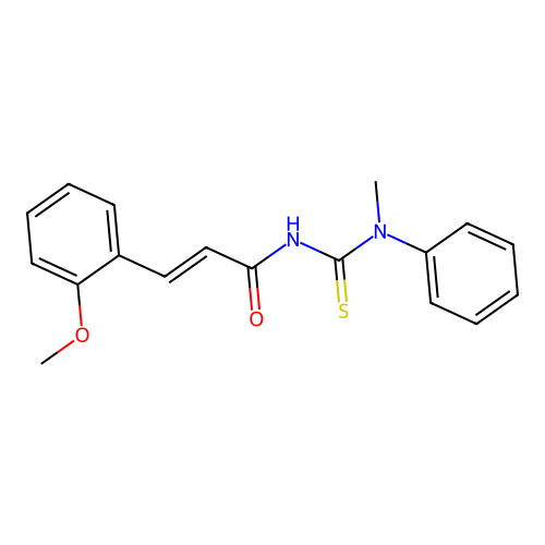 N'-[3-(2-methoxyphenyl)acryloyl]-N-methyl-N-phenylthiourea structure