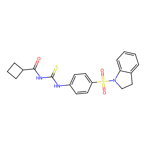 N-[[4-(2,3-dihydroindol-1-ylsulfonyl)phenyl]carbamothioyl]cyclobutanecarboxamide structure