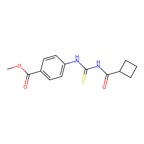 Methyl 4-({[(cyclobutylcarbonyl)amino]carbothioyl}amino)benzoate structure