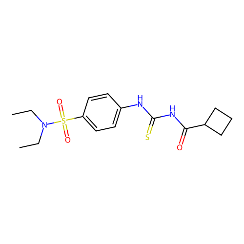 4-({[(cyclobutylcarbonyl)amino]carbothioyl}amino)-N,N-diethylbenzenesulfonamide structure