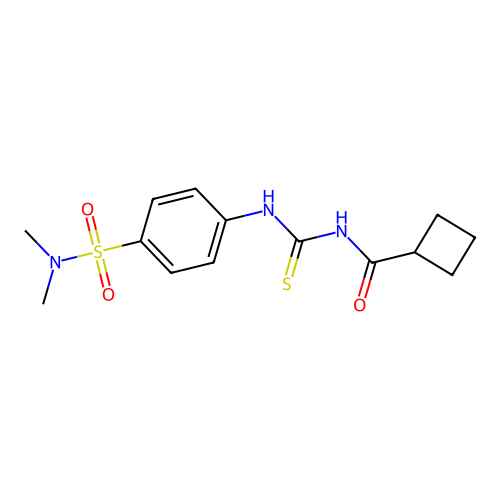 4-({[(cyclobutylcarbonyl)amino]carbothioyl}amino)-N,N-dimethylbenzenesulfonamide structure