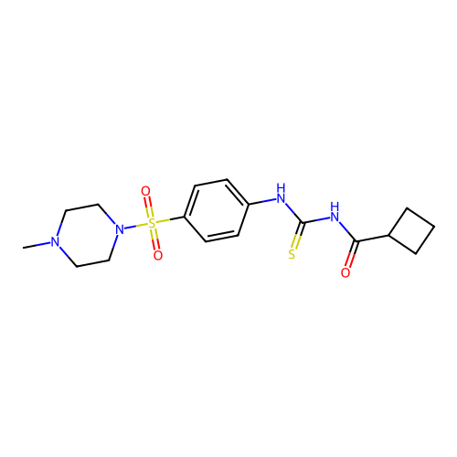 N-(cyclobutylcarbonyl)-N'-{4-[(4-methyl-1-piperazinyl)sulfonyl]phenyl}thiourea structure