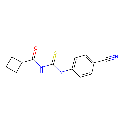 N-[(4-cyanophenyl)carbamothioyl]cyclobutanecarboxamide structure