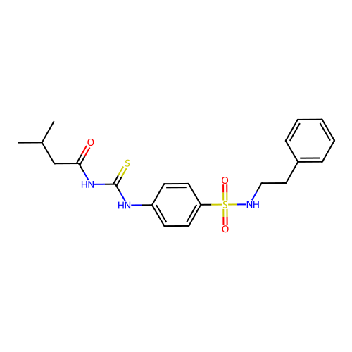 3-methyl-N-({4-[(2-phenylethyl)sulfamoyl]phenyl}carbamothioyl)butanamide structure