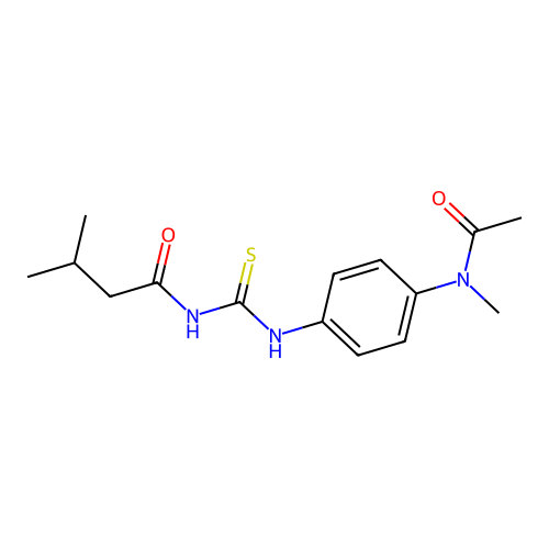 N-({4-[acetyl(methyl)amino]phenyl}carbamothioyl)-3-methylbutanamide structure