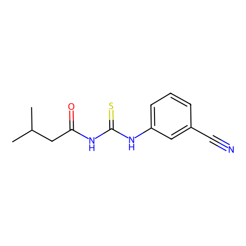 N-[(3-cyanophenyl)carbamothioyl]-3-methylbutanamide structure