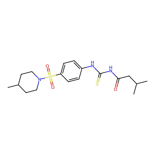 3-methyl-N-[[4-(4-methylpiperidin-1-yl)sulfonylphenyl]carbamothioyl]butanamide structure
