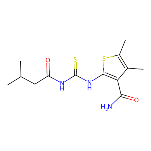 4,5-Dimethyl-2-(3-methylbutanoylcarbamothioylamino)thiophene-3-carboxamide structure