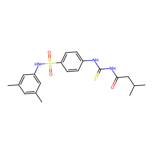 N-({4-[(3,5-dimethylphenyl)sulfamoyl]phenyl}carbamothioyl)-3-methylbutanamide structure