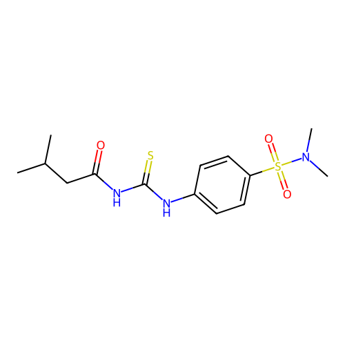 N-[[4-(dimethylsulfamoyl)phenyl]carbamothioyl]-3-methylbutanamide structure