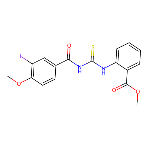 Methyl 2-[(3-iodo-4-methoxybenzoyl)carbamothioylamino]benzoate structure