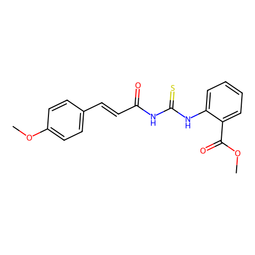 Methyl 2-[({[3-(4-methoxyphenyl)acryloyl]amino}carbothioyl)amino]benzoate structure