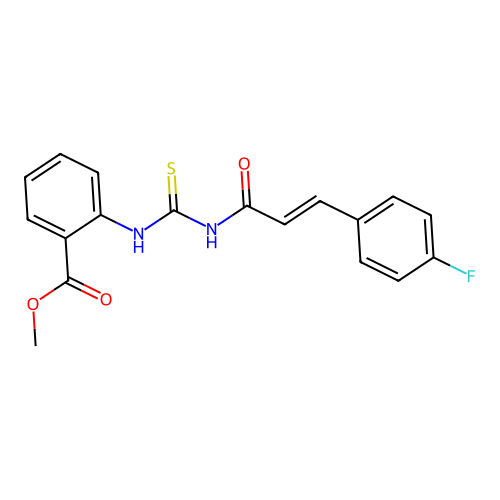 Methyl 2-[({[3-(4-fluorophenyl)acryloyl]amino}carbothioyl)amino]benzoate structure