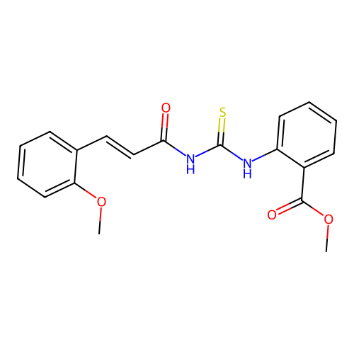 Methyl 2-[({[3-(2-methoxyphenyl)acryloyl]amino}carbothioyl)amino]benzoate structure