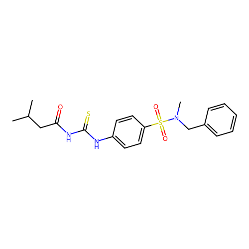 N-({4-[benzyl(methyl)sulfamoyl]phenyl}carbamothioyl)-3-methylbutanamide structure