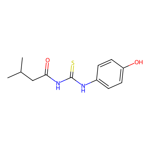 N-[(4-hydroxyphenyl)carbamothioyl]-3-methylbutanamide structure