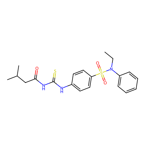 N-({4-[ethyl(phenyl)sulfamoyl]phenyl}carbamothioyl)-3-methylbutanamide structure
