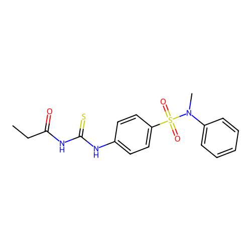 N-({4-[methyl(phenyl)sulfamoyl]phenyl}carbamothioyl)propanamide structure