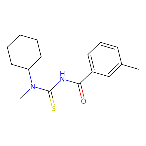N-cyclohexyl-N-methyl-N'-(3-methylbenzoyl)thiourea structure