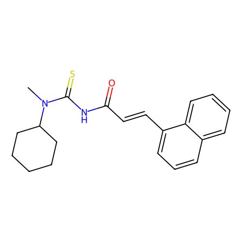 N-cyclohexyl-N-methyl-N'-[3-(1-naphthyl)acryloyl]thiourea structure