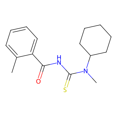 N-cyclohexyl-N-methyl-N'-(2-methylbenzoyl)thiourea structure