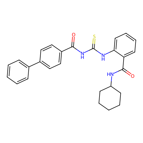 N-cyclohexyl-2-[(4-phenylbenzoyl)carbamothioylamino]benzamide structure