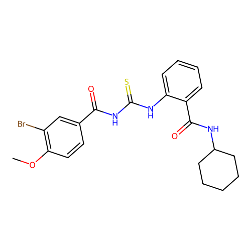 3-bromo-N-[[2-(cyclohexylcarbamoyl)phenyl]carbamothioyl]-4-methoxybenzamide structure