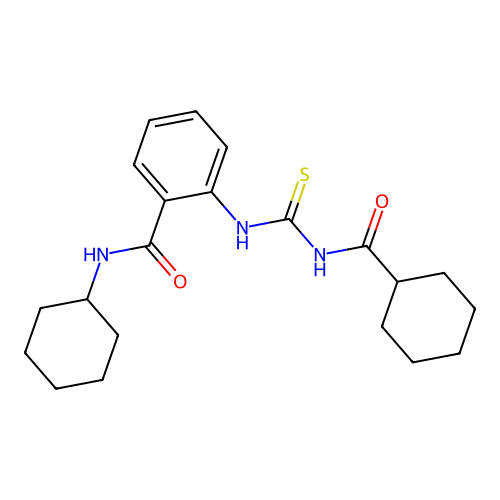 2-(cyclohexanecarbonylcarbamothioylamino)-N-cyclohexylbenzamide structure