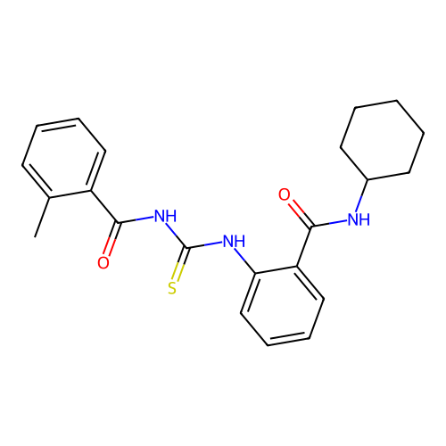 N-[[2-(cyclohexylcarbamoyl)phenyl]carbamothioyl]-2-methylbenzamide structure