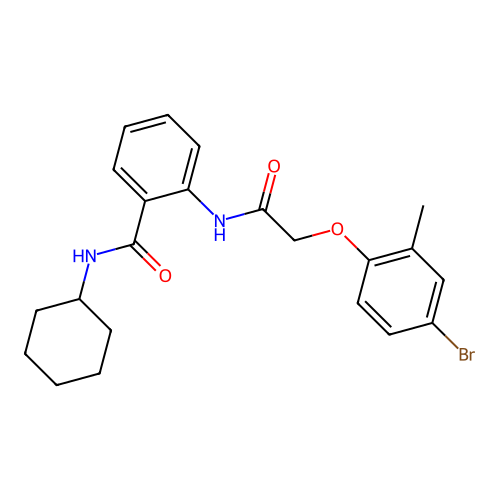 2-{[(4-bromo-2-methylphenoxy)acetyl]amino}-N-cyclohexylbenzamide structure