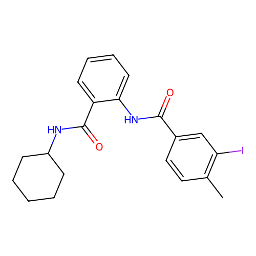 N-[2-(cyclohexylcarbamoyl)phenyl]-3-iodo-4-methylbenzamide structure
