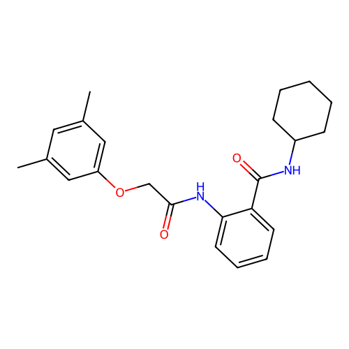 N-cyclohexyl-2-{[(3,5-dimethylphenoxy)acetyl]amino}benzamide structure